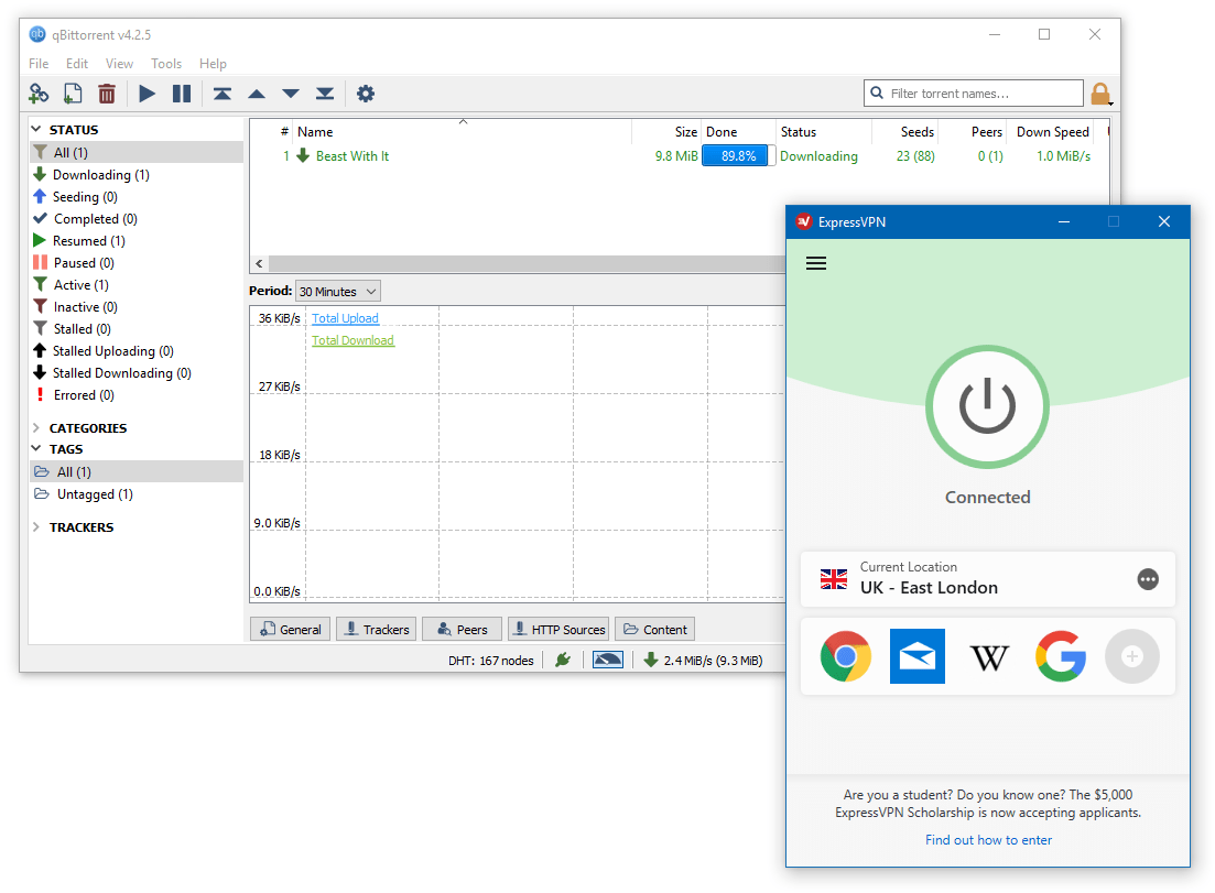 ExpressVPN 种子下载测试