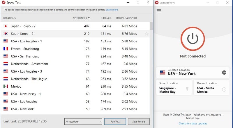 expressvpn 服务器速度测试