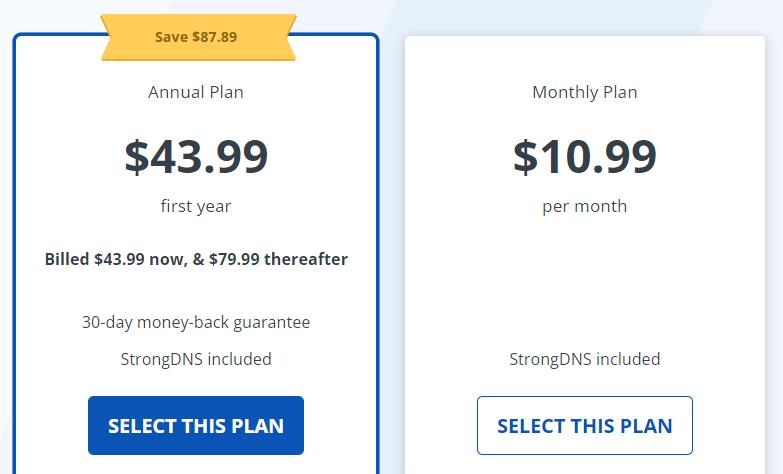 strongVPN 2023价格