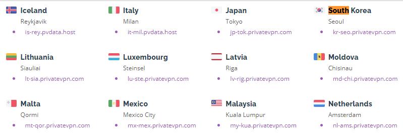 privatevpn 韩国VPN节点