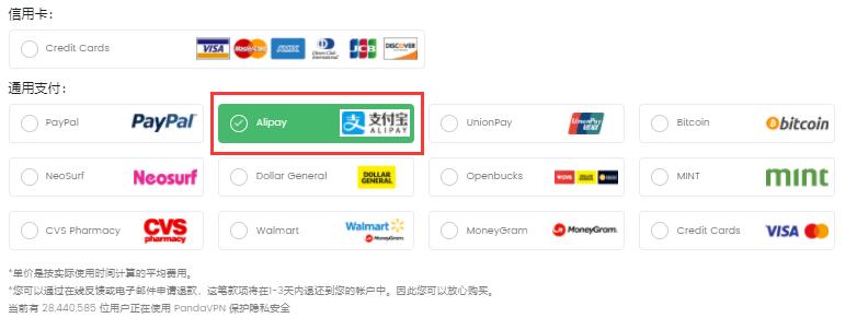 pandavpn 支付宝付款方式