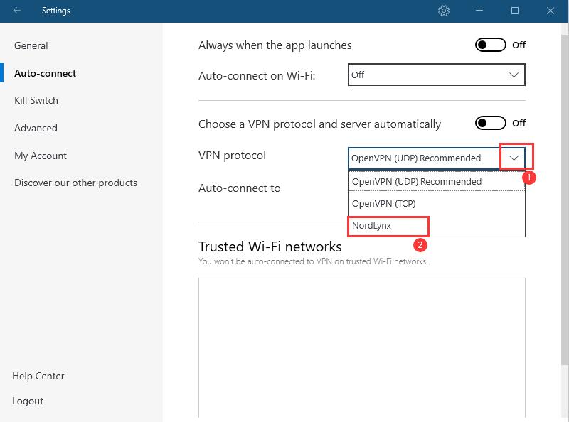 选择nordvpn 连接协议