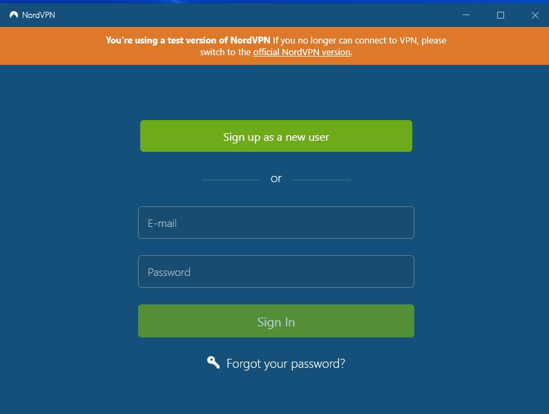 nordvpn测试版登录界面